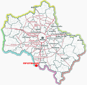 Протвино на карте Московской области